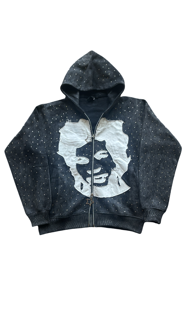 Deadboys “Caligo” Rhinestone Zip Up Hoodie
