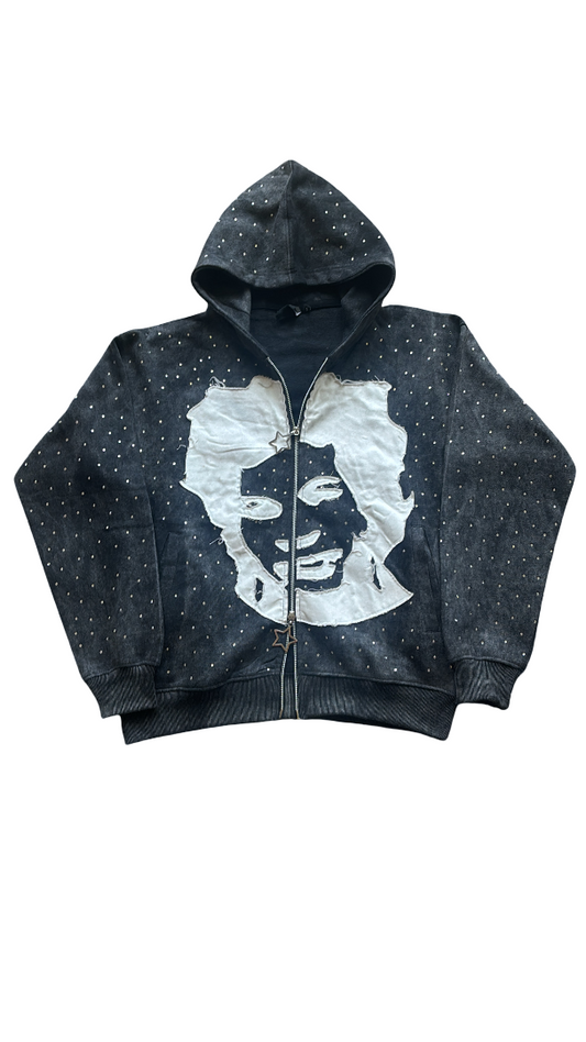 Deadboys “Caligo” Rhinestone Zip Up Hoodie